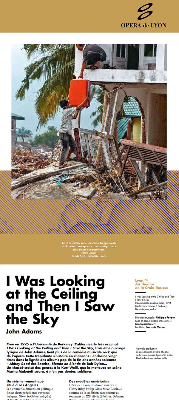 Opera de Lyon - 'I was Looking at the Ceiling and Then I Saw the Sky' - image by Brian Cassey made in the aftermath of the 2004 Boxing Day tsunami in Banda Aceh, Indonesia