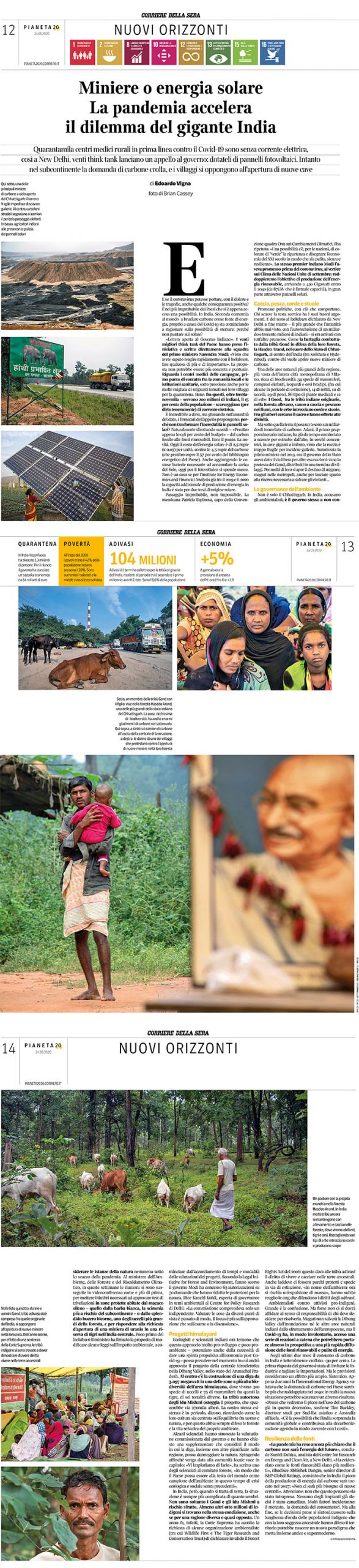 Corriere Della Sera - Adani, Gond Peoples and Hasdeo Arand Forest story - images by Brian Cassey