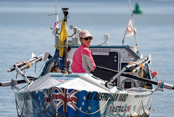 50 year old Sydney Masseuse becomes the first women to row solo across the Pacific ocean when she shipped oars at Port Douglas Queensland after her 240 day epic voyage - images by Brian Cassey for AAP.