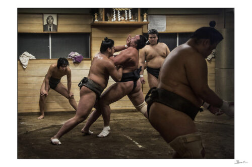 “Sumo Wrestlers Train in Tokyo Beya” - 2014 - Collectors Edition Print by Brian Cassey